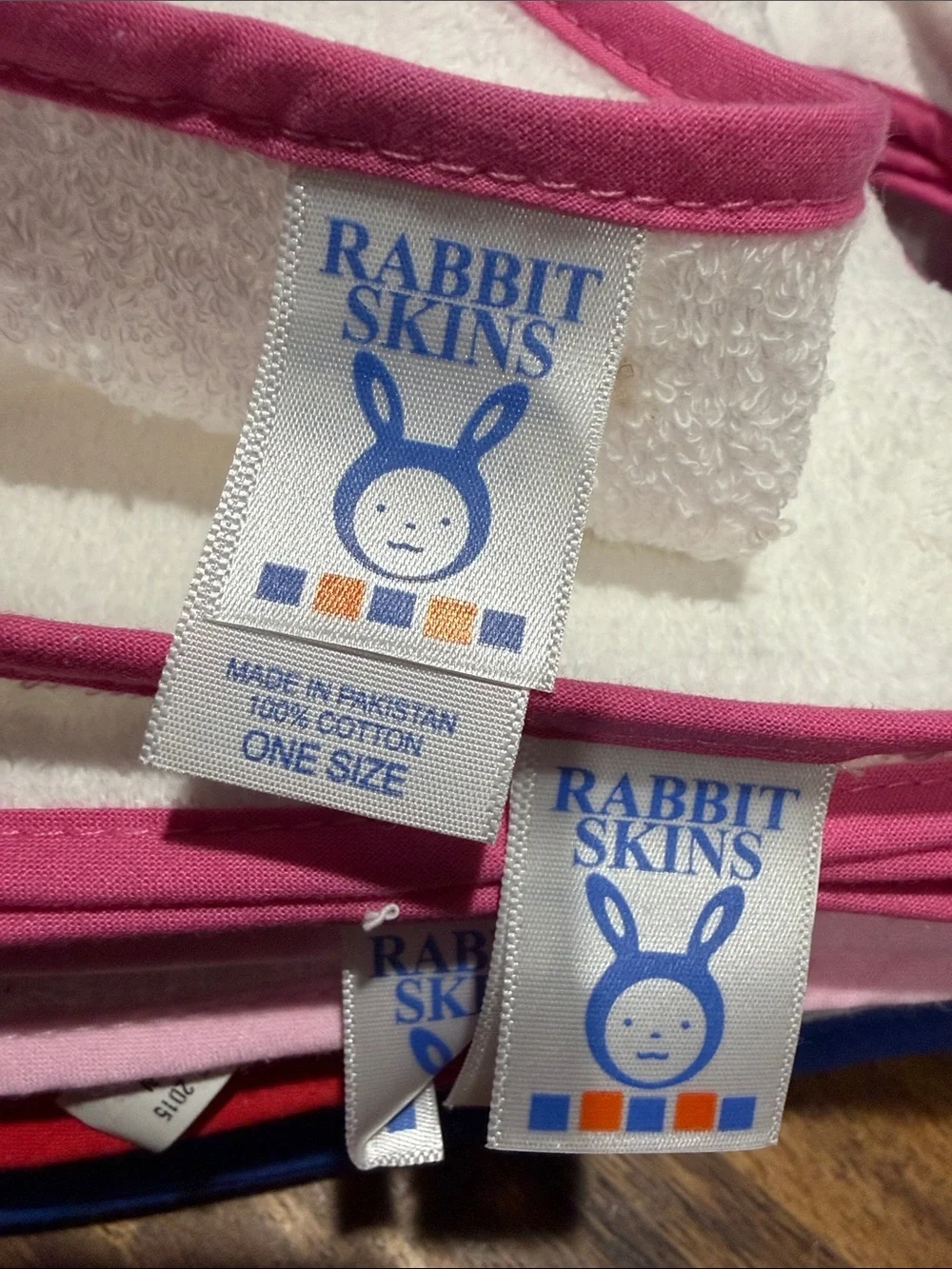 Rabbit Skins 1003 Set of White Terry Baby Bibs with Color Trim - lot of 36